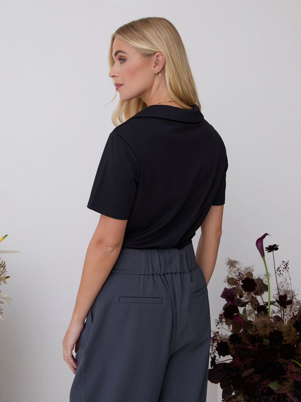 Eva Premium Collared Rib Top