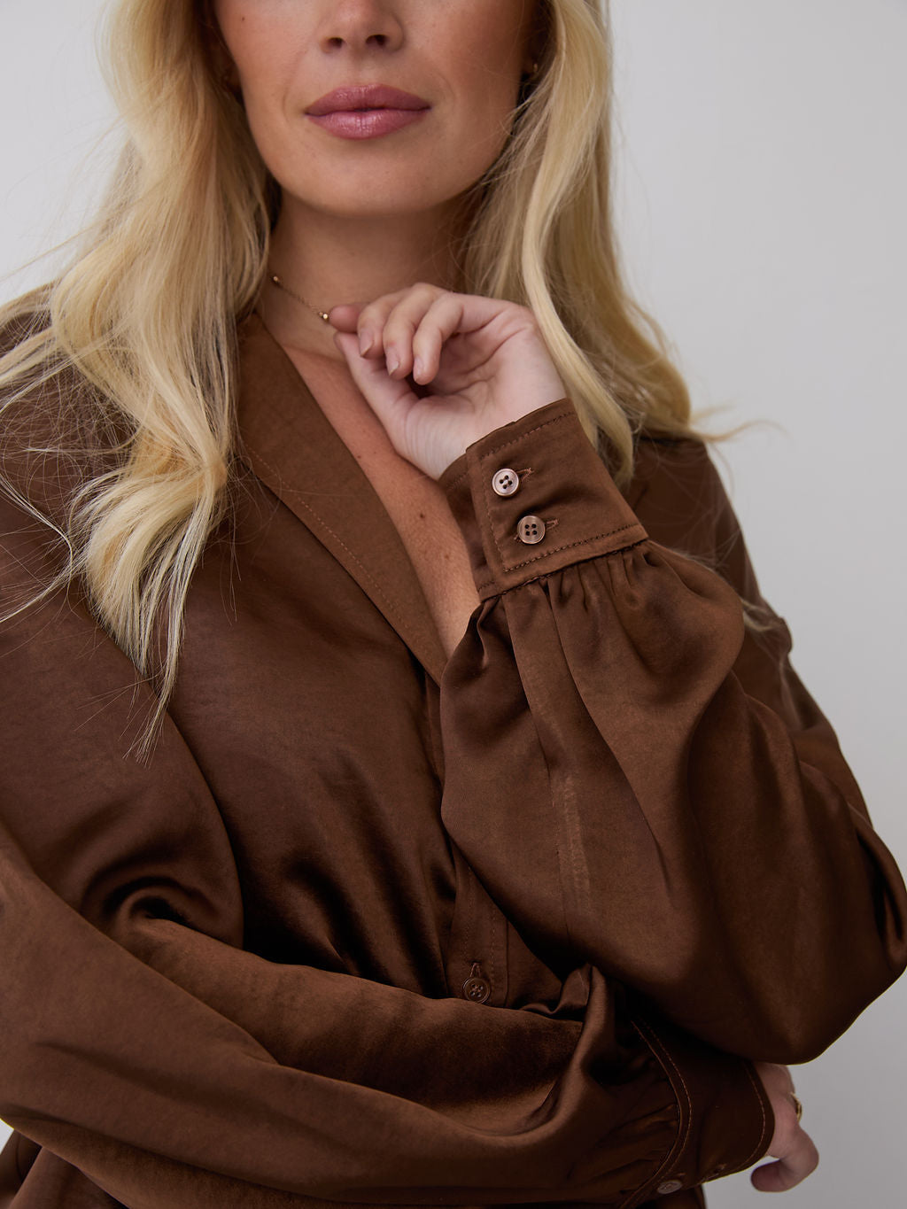 Freya Chocolate Relaxed Satin Shirt