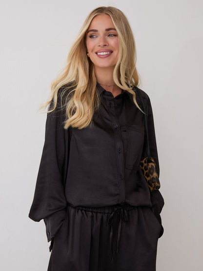 Ava Black Satin Shirt