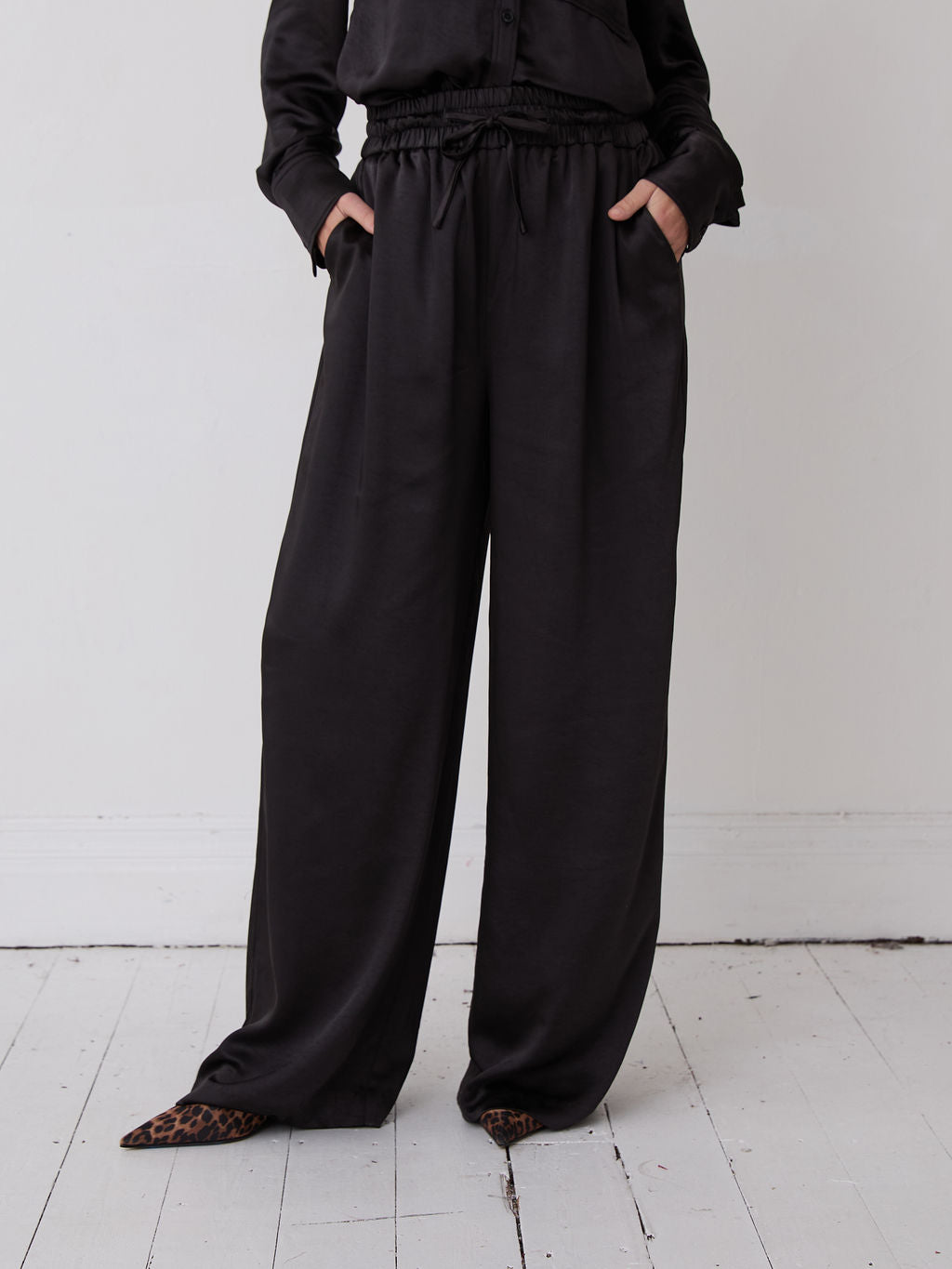 Ebba Black Satin Trousers