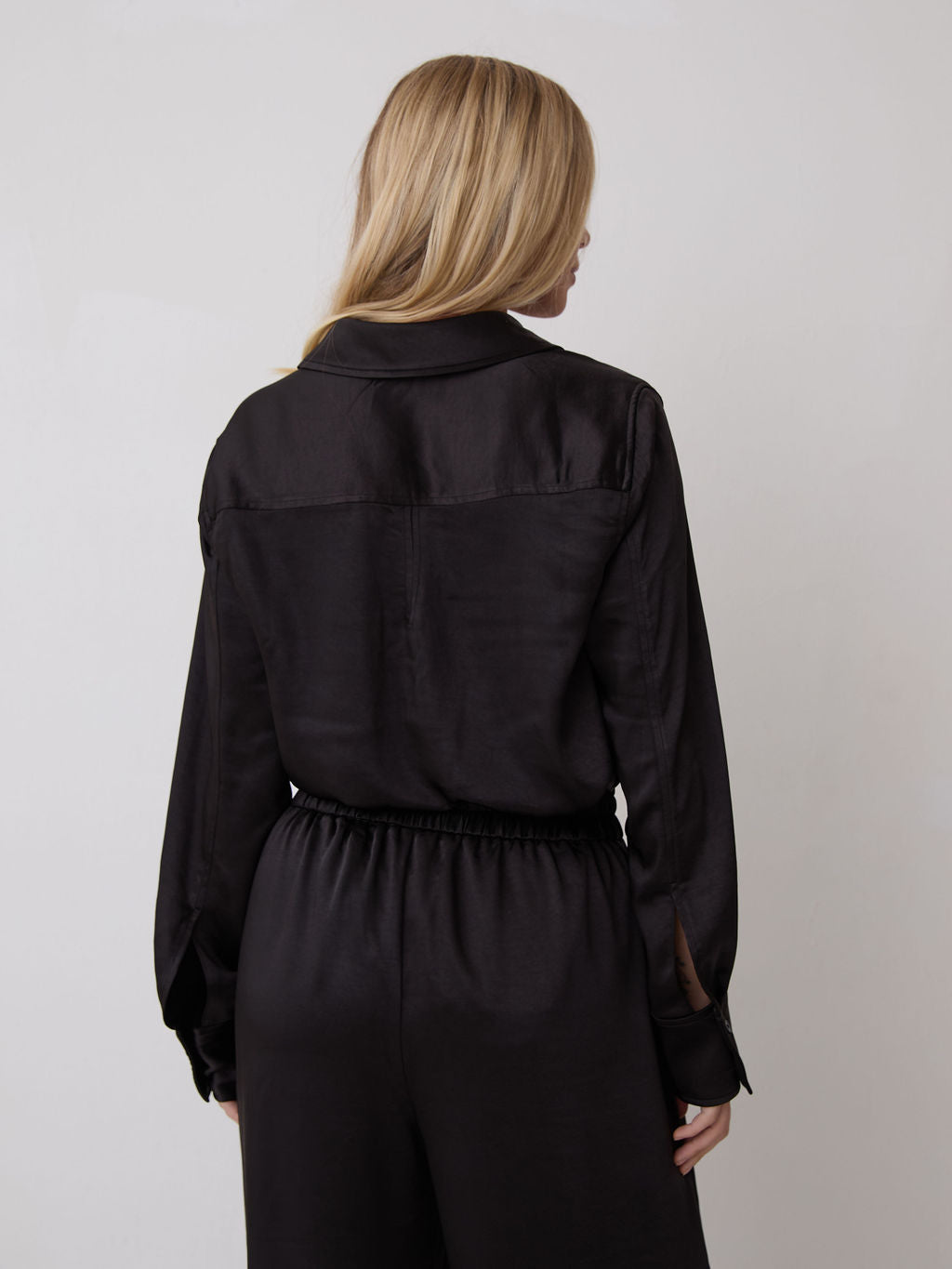 Ava Black Satin Shirt