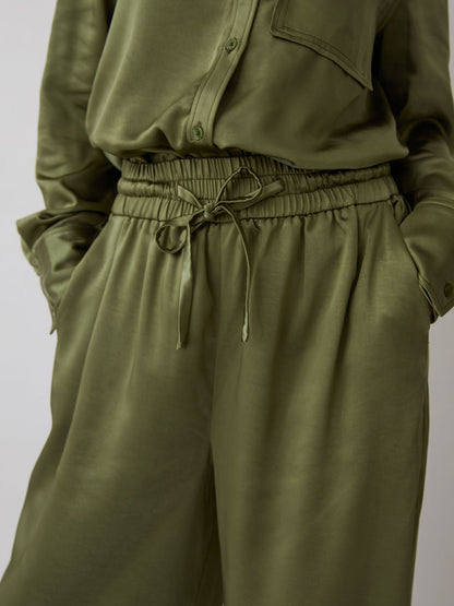 Ebba Khaki Satin Trousers