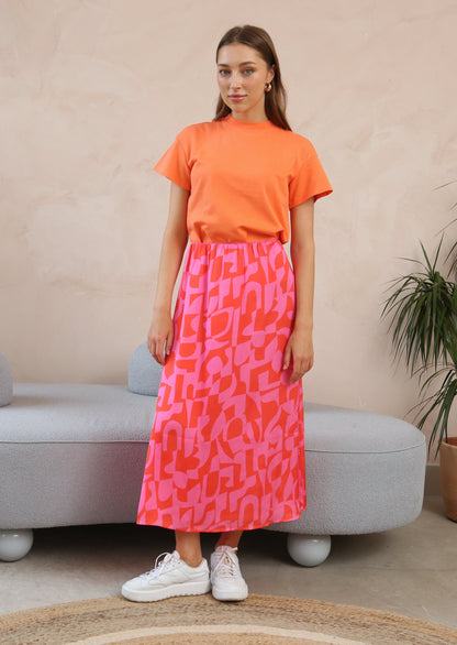 Angel Printed Midi Skirt