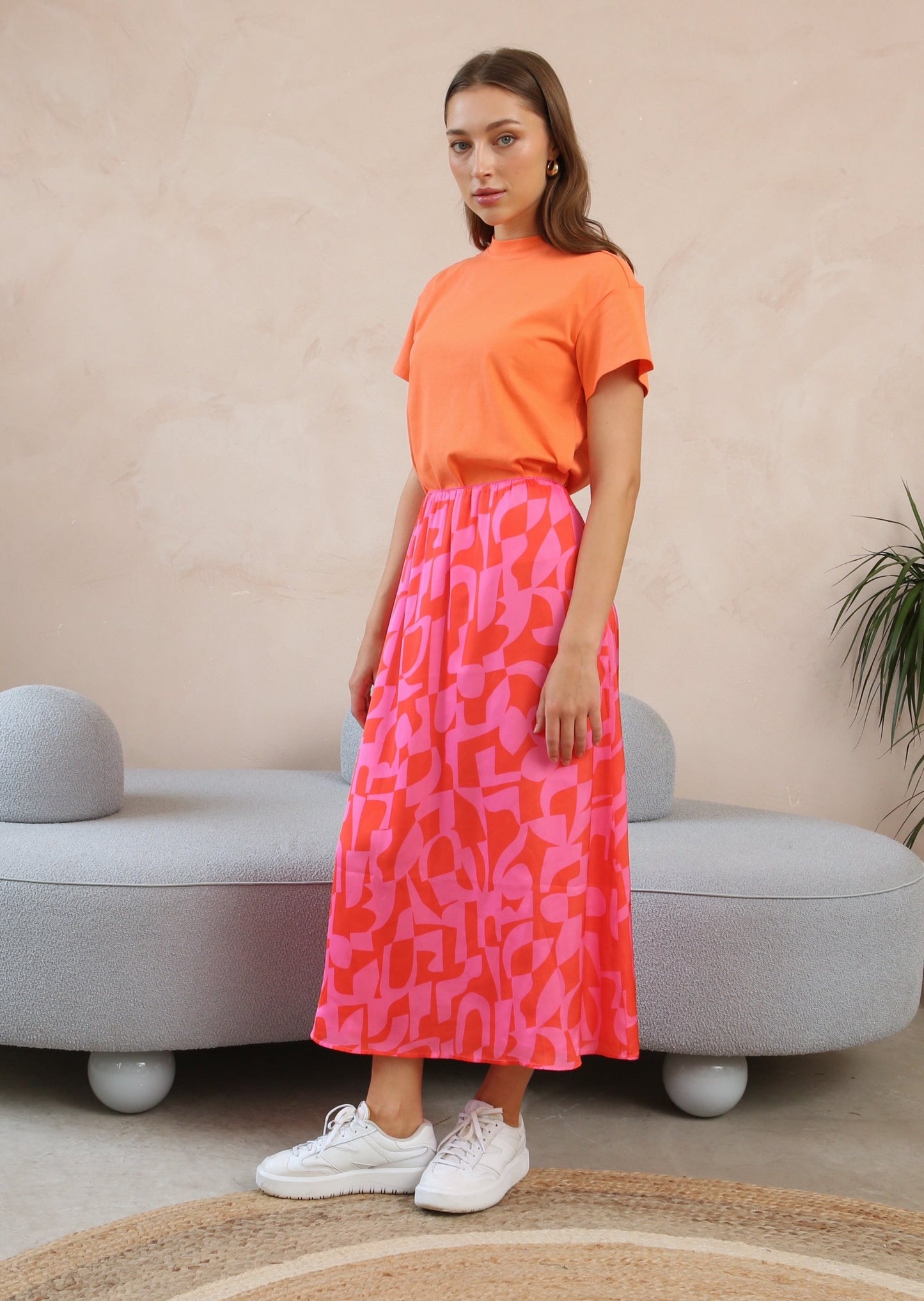 Angel Printed Midi Skirt